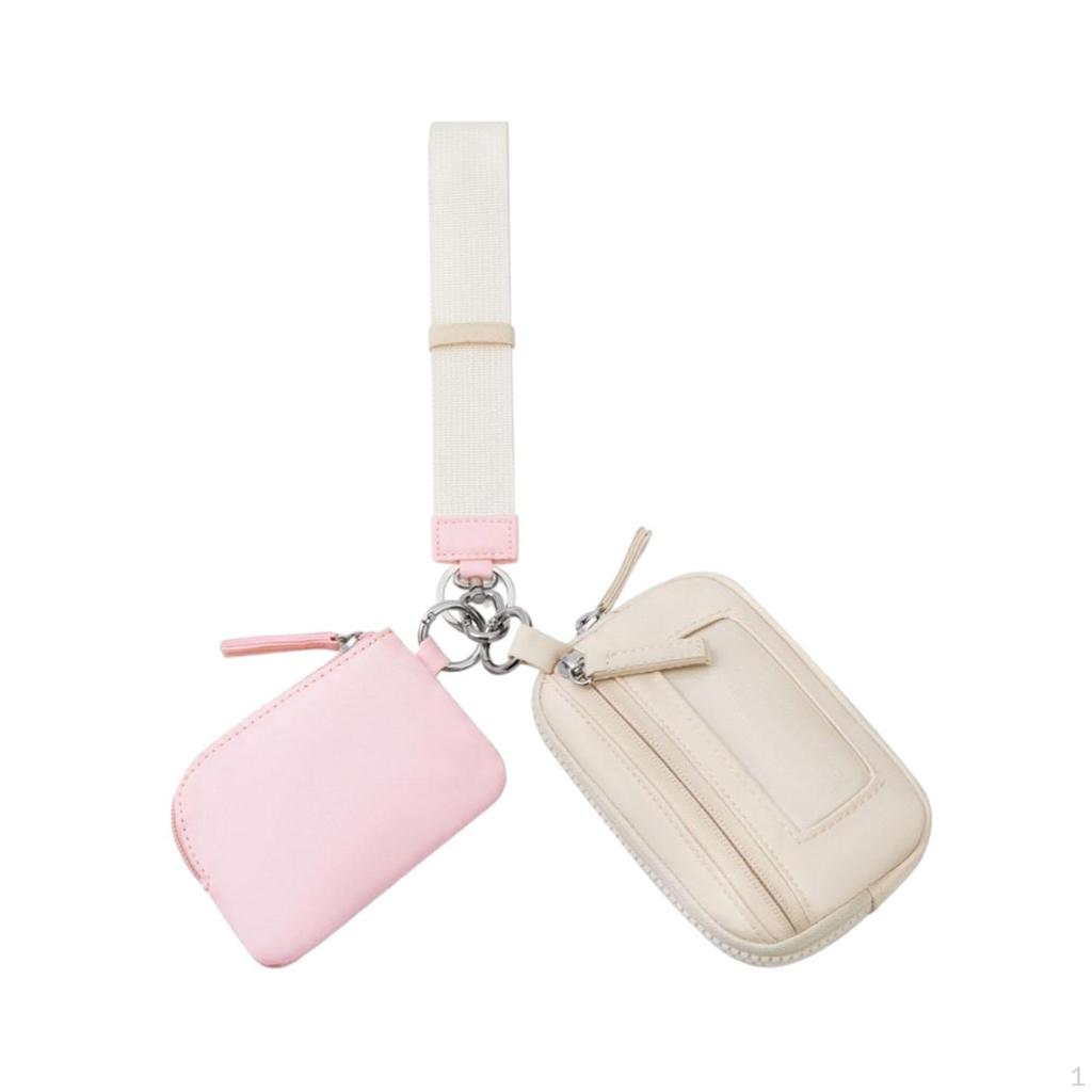 Keychain Bracelet Wallet Card Storage with Zipper Bag Double Bags for Traveling Street