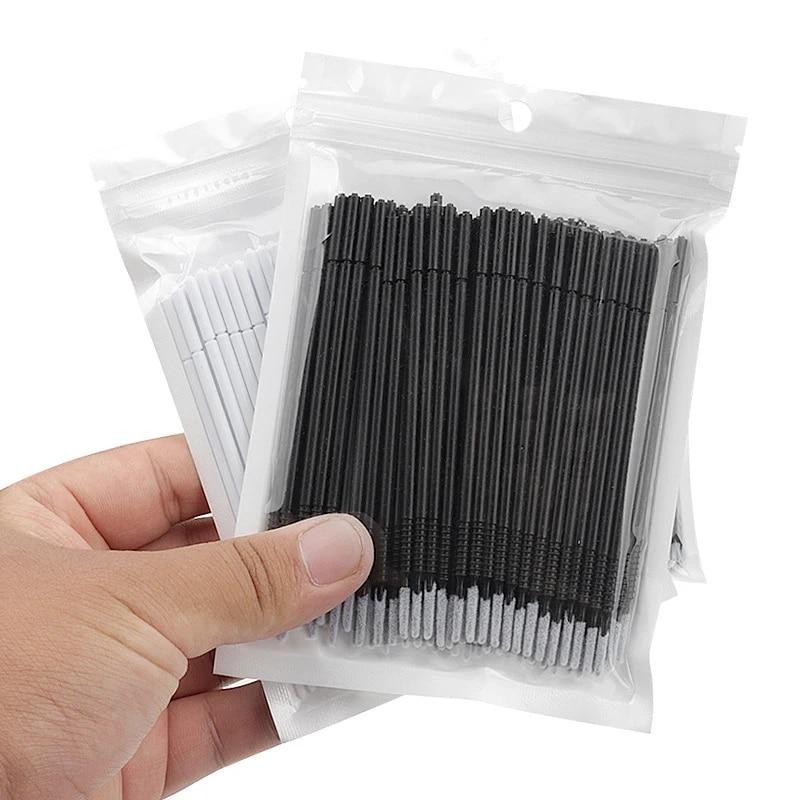 100 Stück Mikrobürsten-Applikatoren, biegsam, für falsche Wimpern, zur Reinigung von Wattestäbchen, multifunktionales Einweg-Wattestäbchen