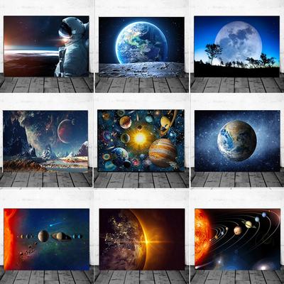Sci-fi galaxie vesmír planety umělecké plátno malba kosmický exoplaneta moderní krajina stěna