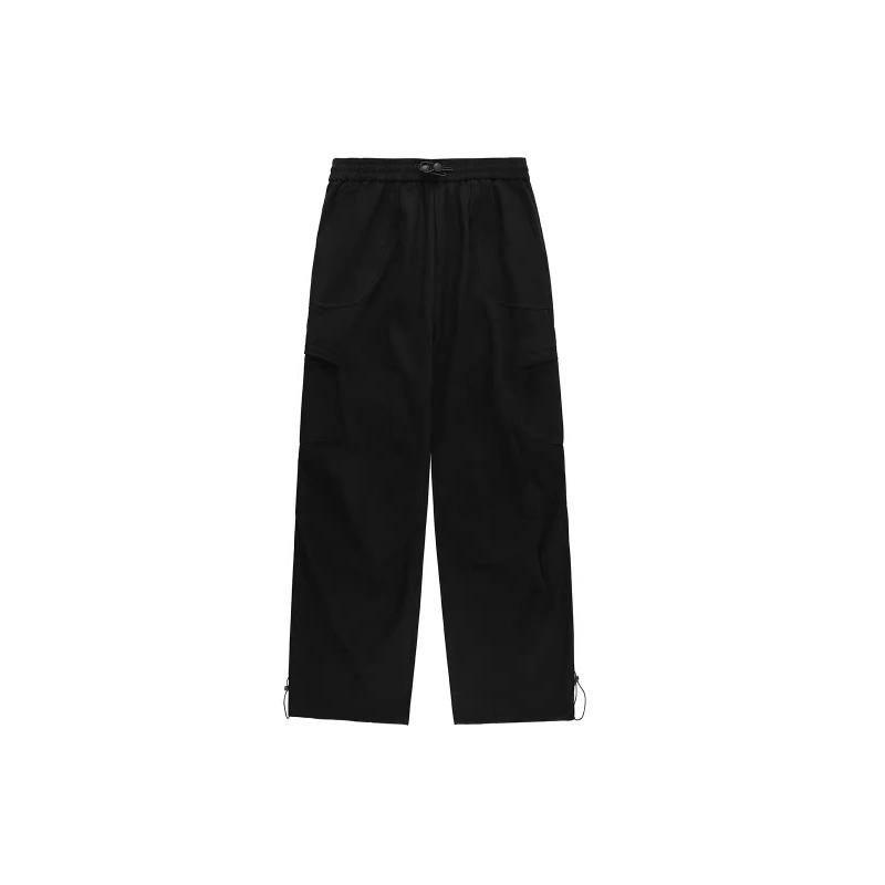 Men's Spring and Summer Pleated Design Straight Overalls Men's Retro Versatile Loose Drawstring Wide-leg Casual Pants