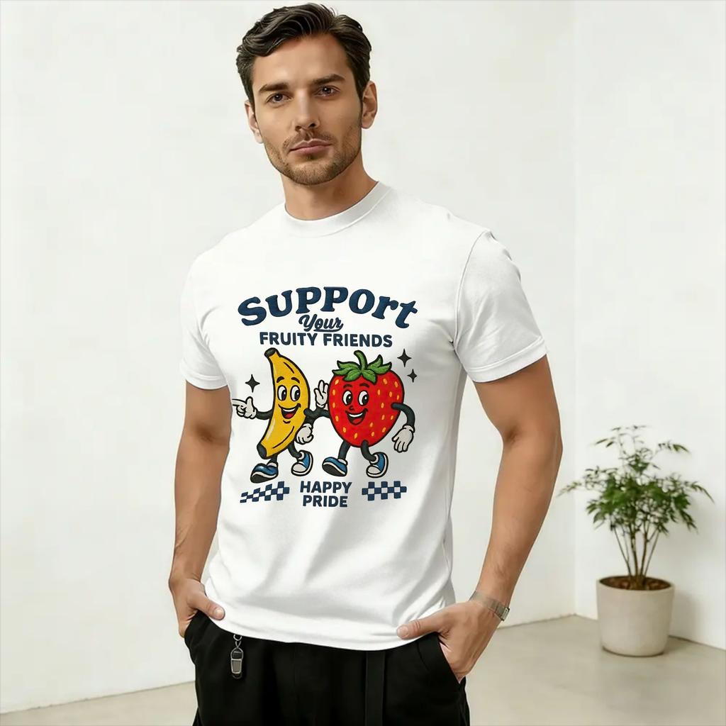 Novelty LGBTQ Support Your Fruity Friends Gay Pride TShirts Unisex O Neck 100 Cotton T Shirt Short Sleeve Tees Plus Size Tops