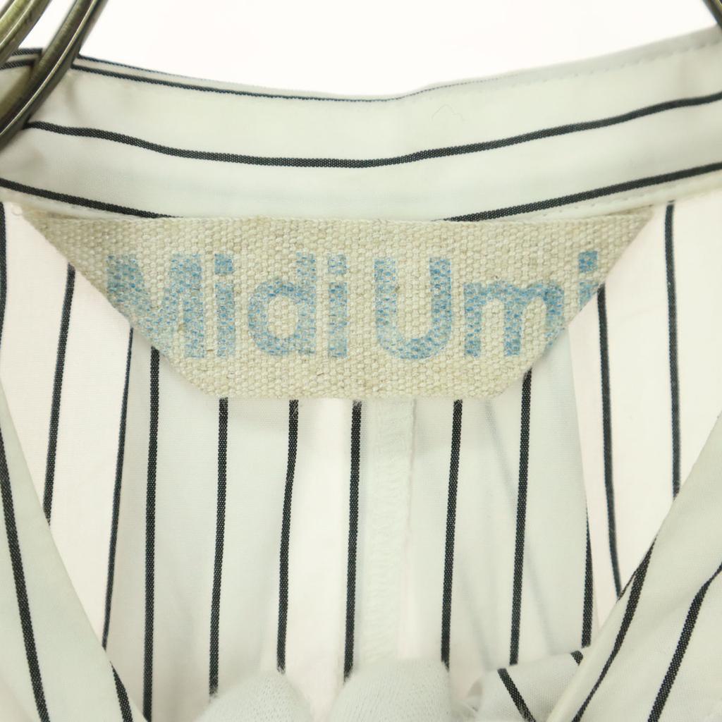 MidiUmi Made In Japan Striped Pattern Long Sleeve Collarless Button Knee-length Dress Women Used