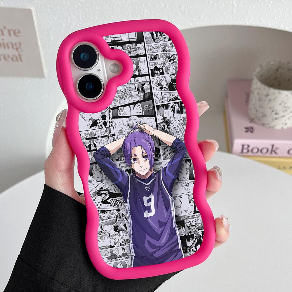 Blue Lock Reo Mikage Wavy Edge TPU Mobile Phone Case for iPhone 17 16 15 14 13 12 11 Air Pro Max Plus Colorful Cover