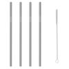 4 Straight Reusable Drinking Straws Metal Stainless Steel Eco-Friendly 10.5in, With 1 Cleaning Brush