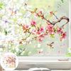 Cherry Blossom Flower Window Clings Floral Branch Butterfly Birds Window Decal Static Glass Doors