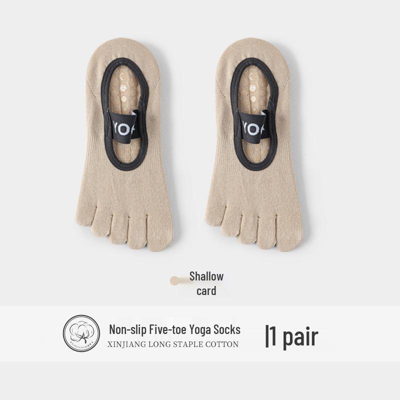 Women's Anti-Slip Yoga & Pilates Five-Toe Socks - Summer Thin, Pure Cotton Toe Separator Boat Socks