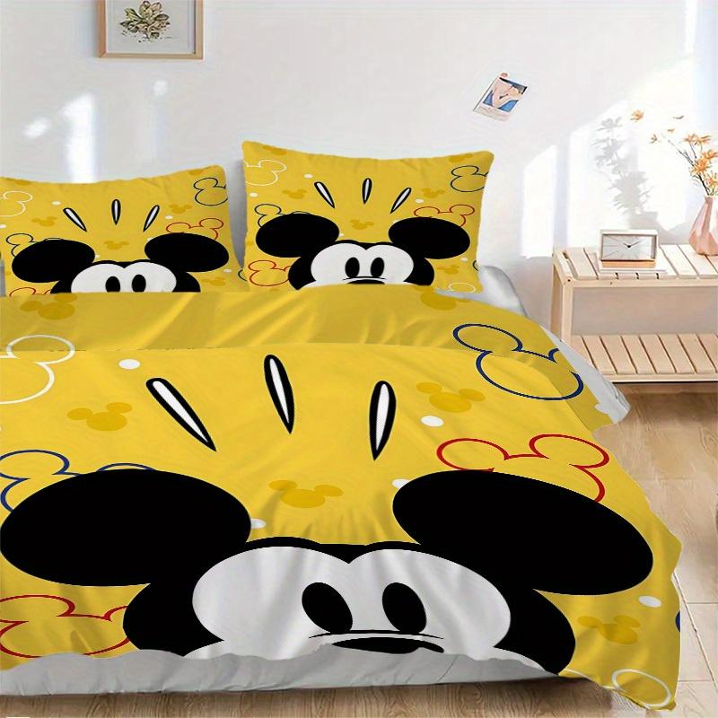 3pcs Mickey Mouse Printed Bedding Set, Breathable And Soft, Machine Washable, Christmas Gift, Suitable for Bedroom Decoration, 083