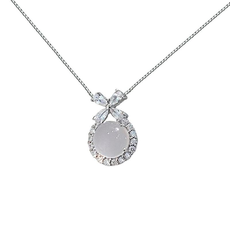 Inel Fluture Dulce Colier Agat Alb Stil Zână Lux Ușor Colier Guler Ornament