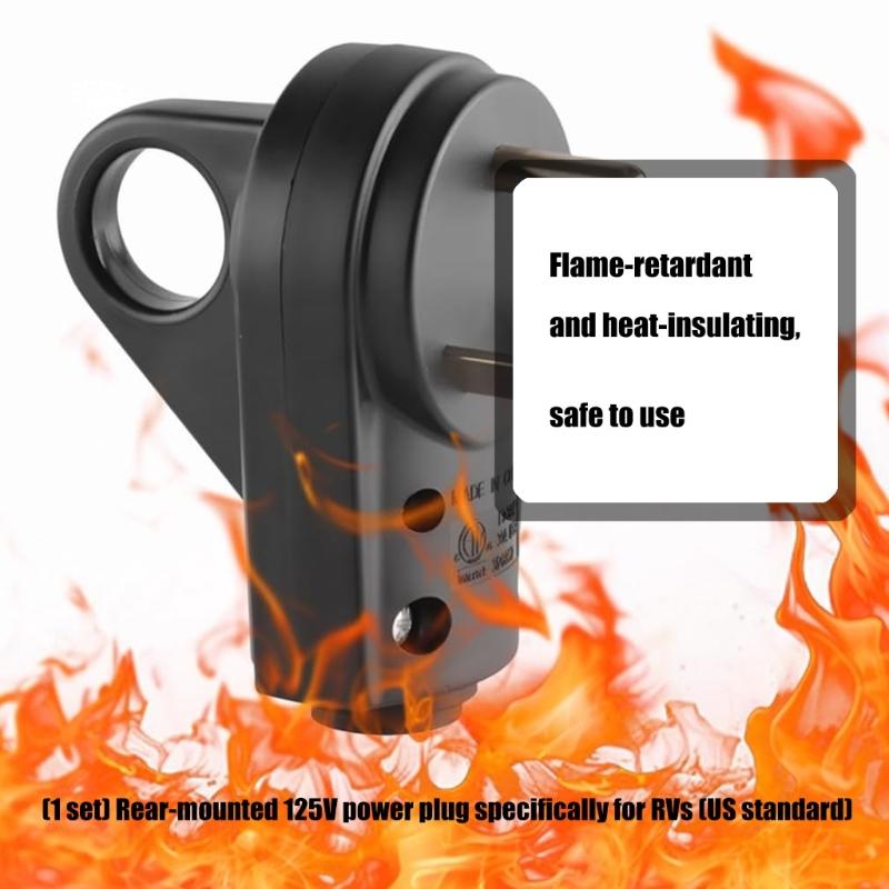 125V Rear Pull Rings Power Plugs Nylon Construction Secure Connection Electrical Connector for Campers & Trailers Use
