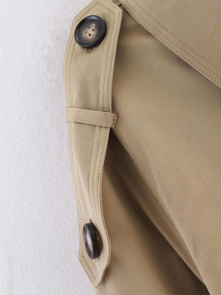 European and American Women's Double-Breasted Belted Short Trench Coat with Stand Collar
