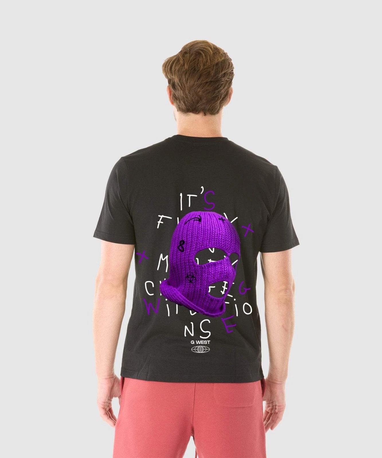 G WEST PURPLE SKI MASK T-SHIRT - 12 COLORS 2XL
