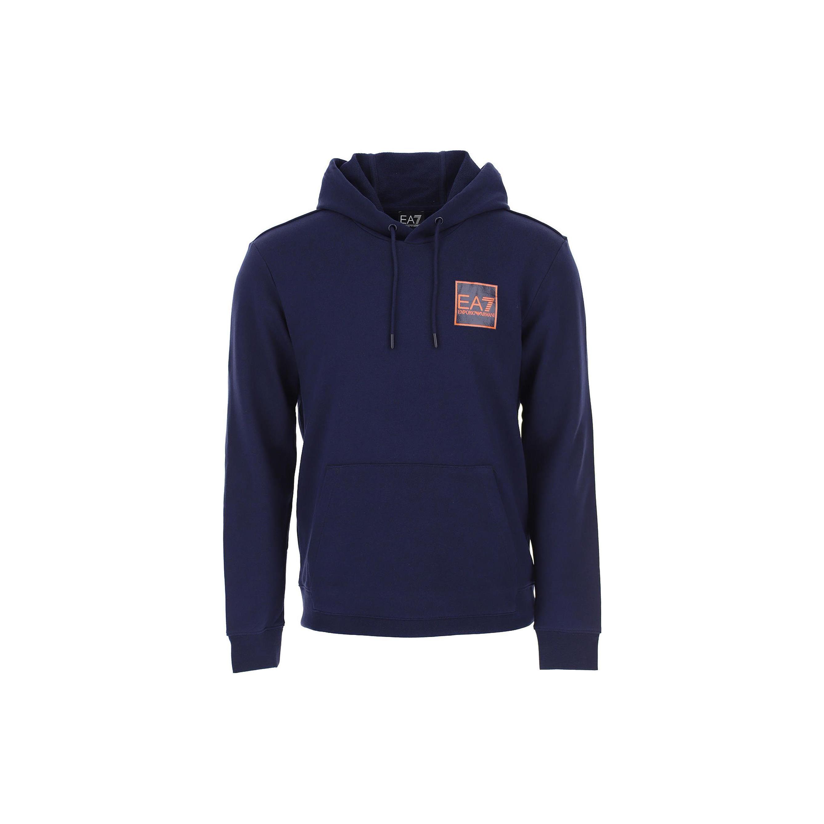 Emporio Armani EA7 SS22 Solid Logo Letter Print Hooded Long Sleeve Sweatshirt Men sweatshirt Blue 3LPM51-PJEQZ-1554 L