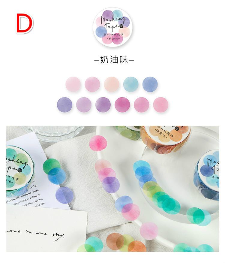 1Roll School Office Supply Colorful Dots Masking Tapes Journal Student Notebook Stickers Kids DIY Decorative Diary Scrapbooking