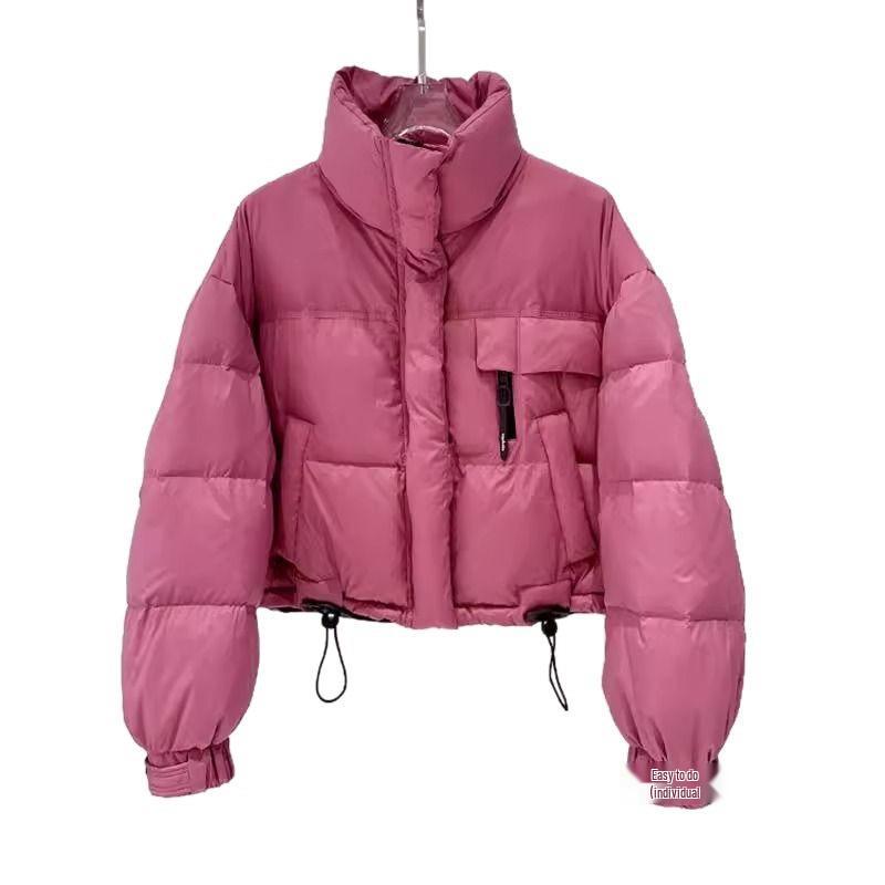 Women's Short Cotton Jacket 2025, New Korean Style, Stand-Up Collar, Thickened, Simple, Fashionable, Petite, Bread Jacket.