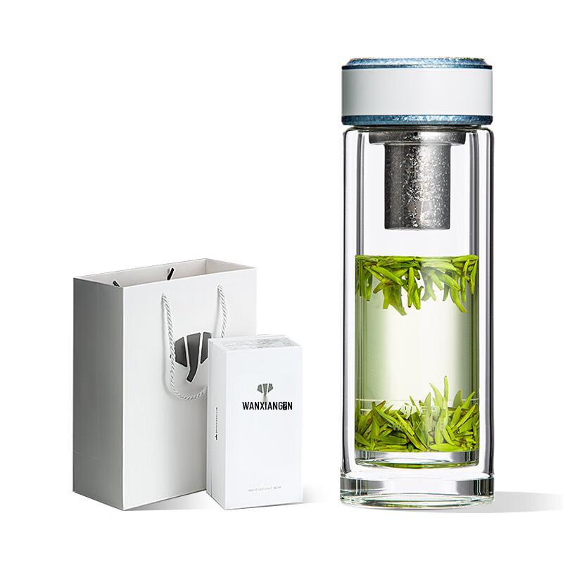 Titanium Silver Antibacterial Double-Layer Glass Tea Cup