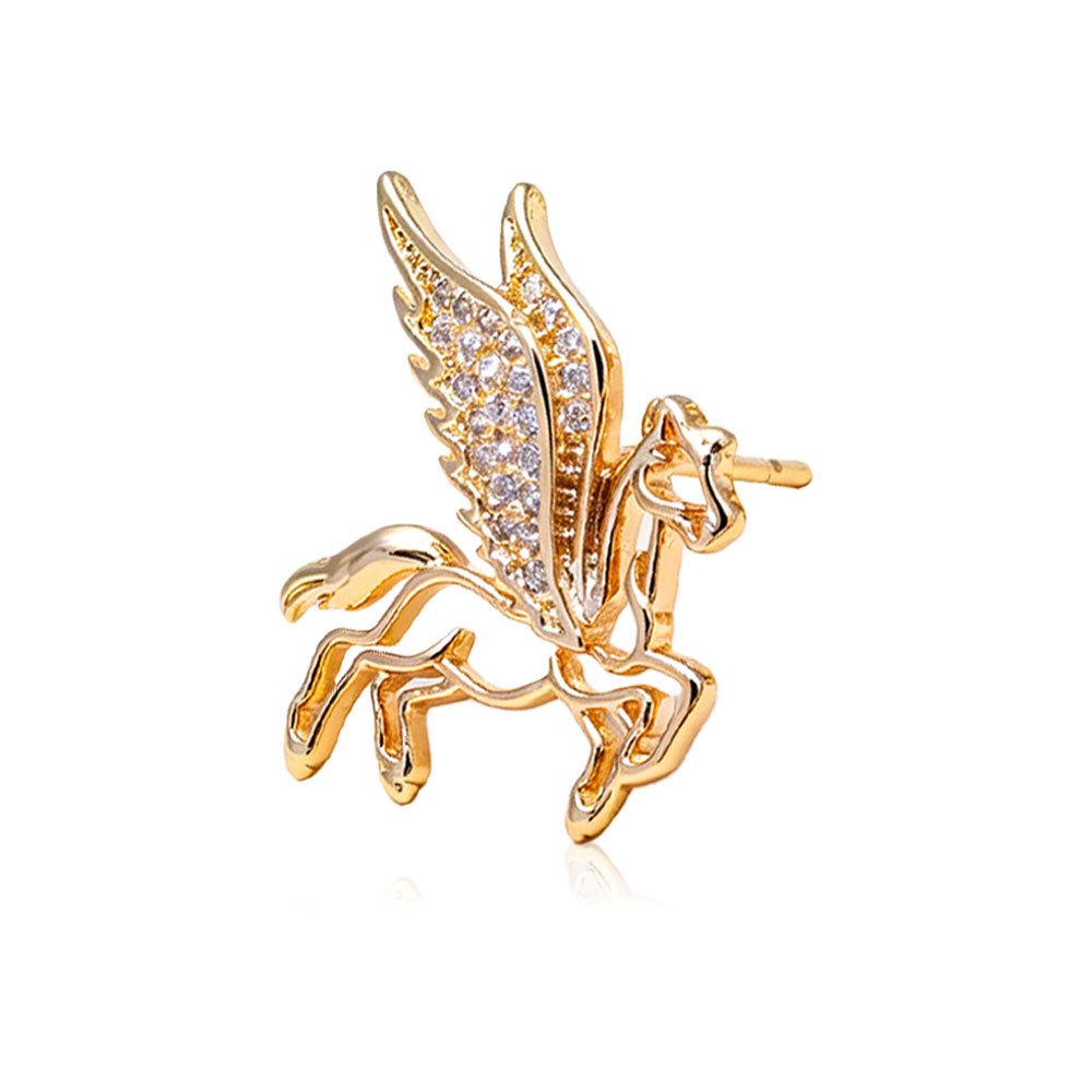 2026 Exquisite Pegasus Dream Earrings: Light Luxury, Hollowed-Out Design, Micro-Inlaid Gems