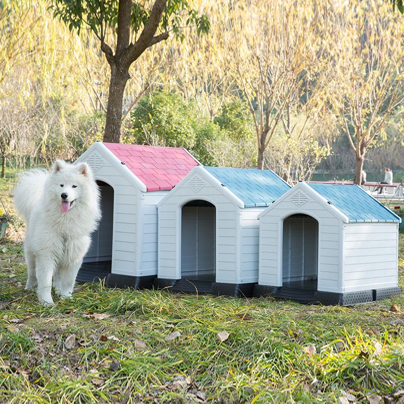 Windproof Rainproof Plastic Dog House for Medium/Large Dogs - Outdoor Pet Cage