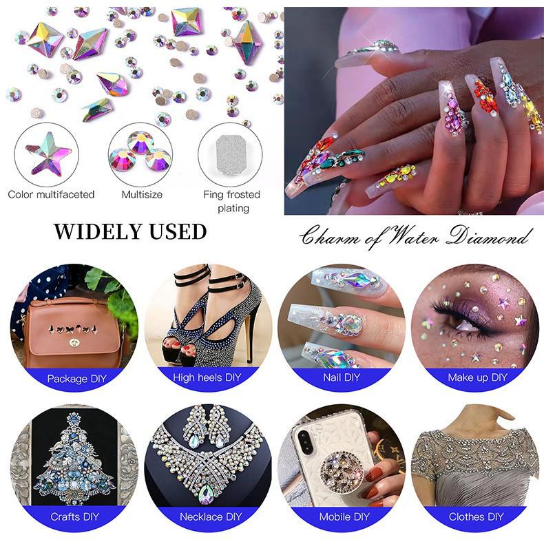 Multicolor Round Plate Nail Art Rhinestones - Pointed Elf Beads Nail Decorations DIY Accessories