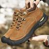 Men's Large Winter High-Top Leather Mountaineering Shoes - Velvet Lined, Thick Sole, Lace-Up, Casual.