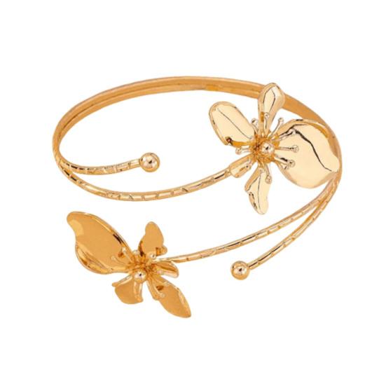 Blumen Armband Armmanschette Damen Oberarmmanschette Verstellbares Offenes Armreif Armband Handgelenk Schmuck für Party Hochzeit Urlaub