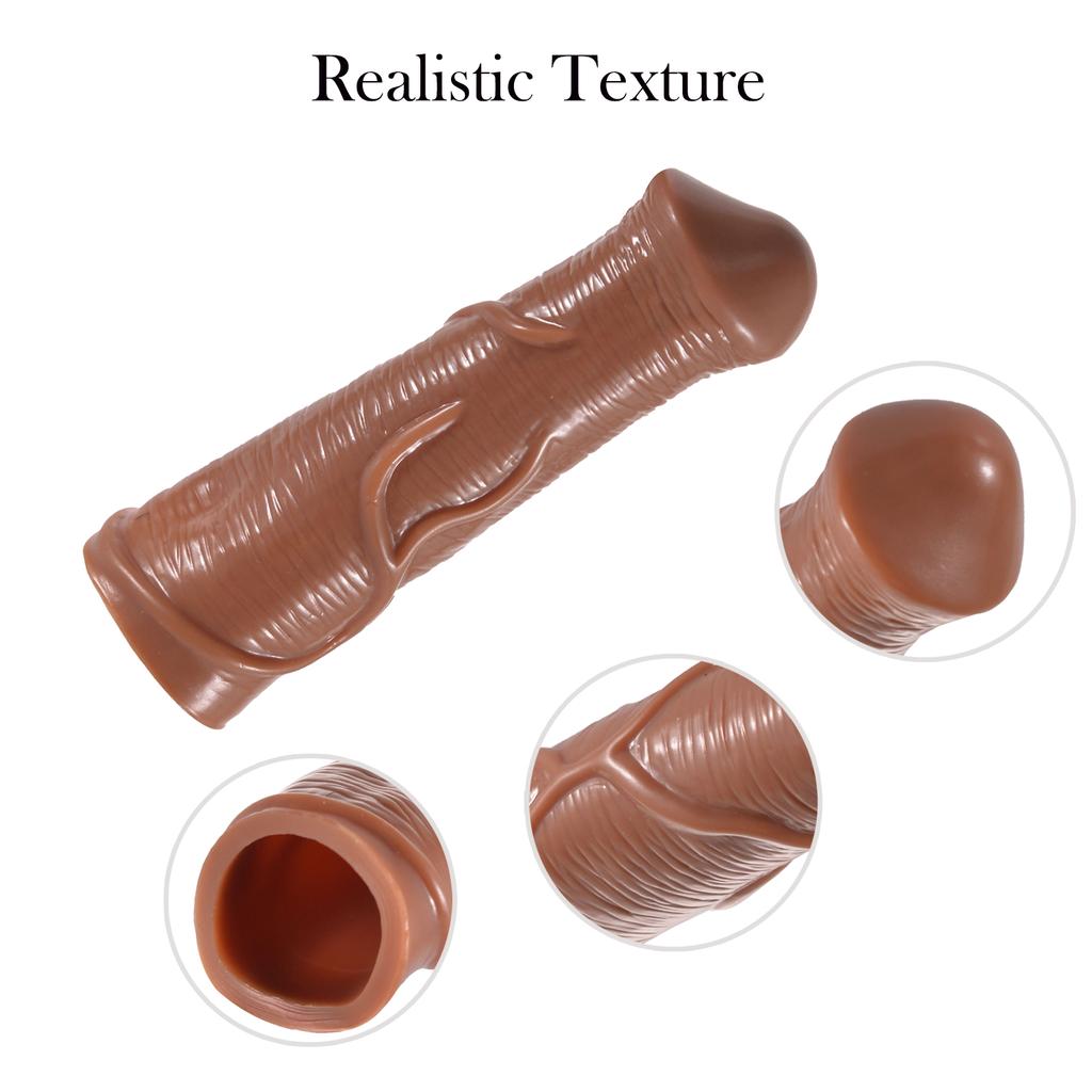 Realistic Horse Penis Enlargement Sleeve Girth Cock Sheath Extender Reusable Condom Extended Dildo Dick Adult Sex Toy for Men Couple Erotic Goods Shop