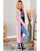 Azura Exchange Pink Sheer Knitted Long Side Slit Plus Size Cardigan