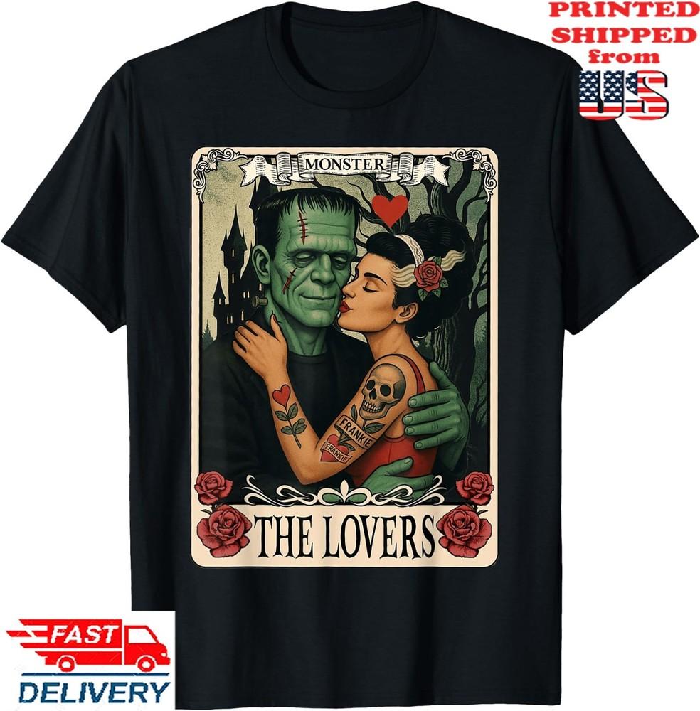 The Monster Frankenstein And Bride The Lovers Tarot Card T-Shirt , Unisex Tee Unisex T-Shirt S