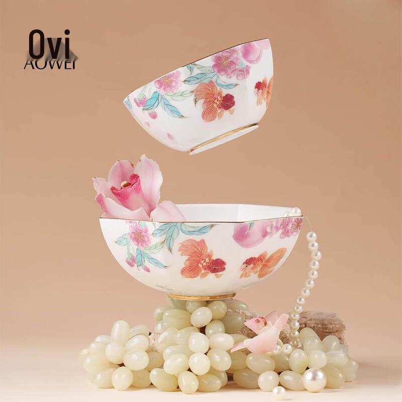 Jingdezhen Light Luxury Gold Trim 6-inch Ceramic Bowl