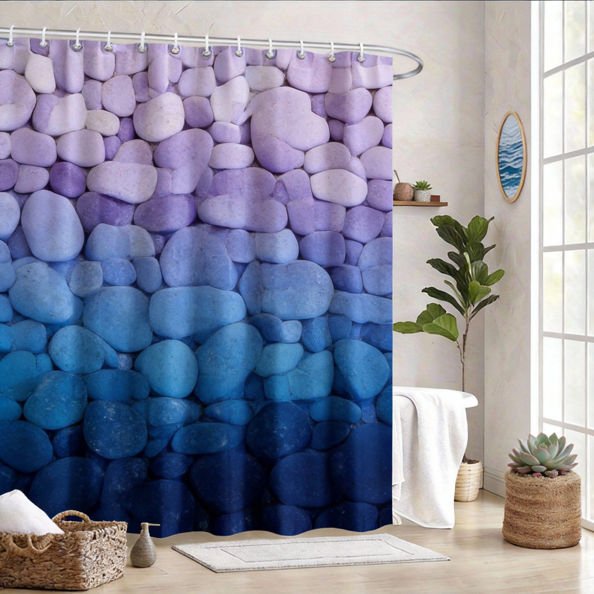 Mosaic Shower Curtain 180x180cm – Vibrant Stained Glass Blue, Modern Art Bathroom Decor Gift, 12 Hooks 90X180cm(35x70in)