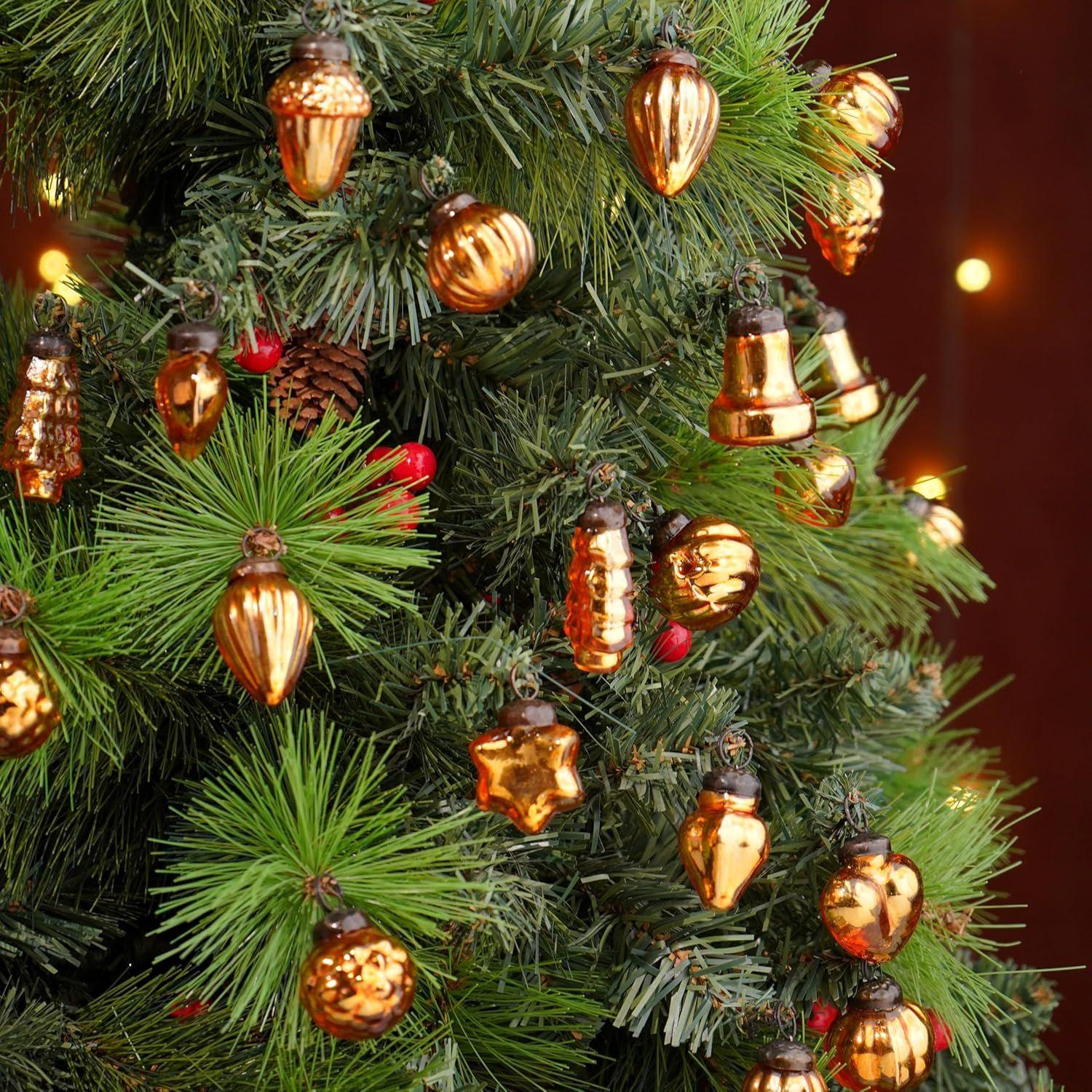 

25 штук Винтажные рождественские украшения из янтарного стекла Мини Оптовые Декоративные украшения Рождественские шары для Хэллоуина, Рождественской елки 1 x 1.5 inch