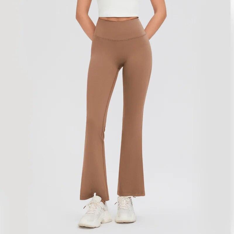 

2024 Женские расклешенные брюки для йоги с широкими штанинами, быстросохнущие спортивные эластичные леггинсы для фитнеса с высокой талией и подъемом бедер, повседневная спортивная одежда 30693 XXXL мидори