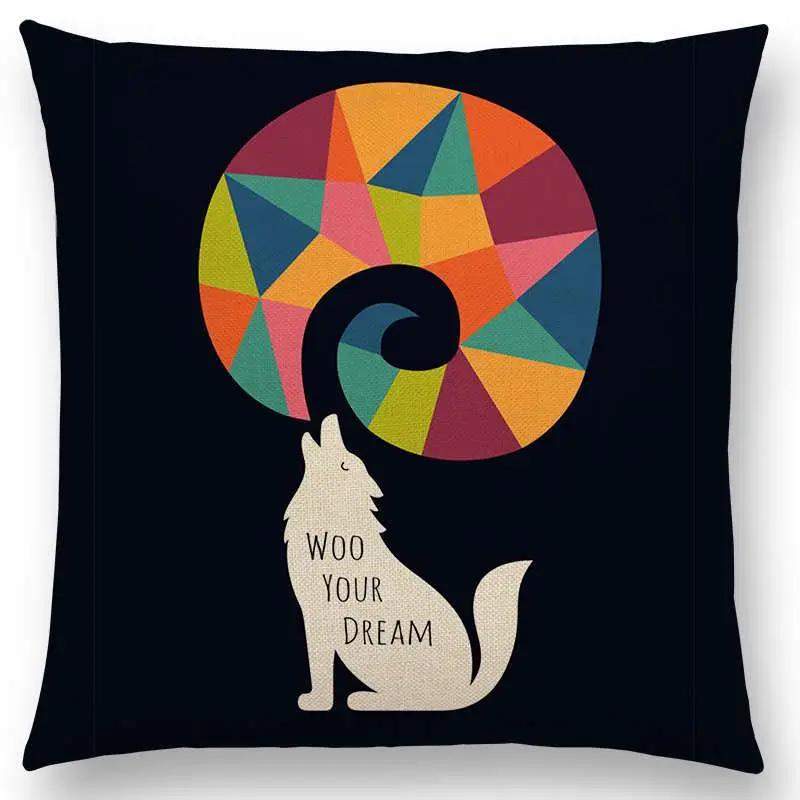 Latest Day Night Sun Moon Child With Animals Friends Wolf Bear Elephant Rabbit Cushion Cover Home Decor Sofa Throw Pillow Case