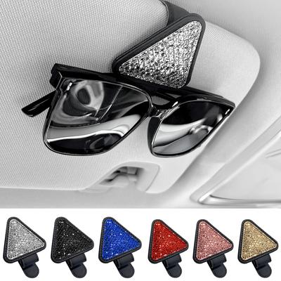 Clipe de óculos de sol para carro multifuncional, clipe triangular para óculos, suporte magnético para óculos de sol, cabide para acessórios de interior de automóveis