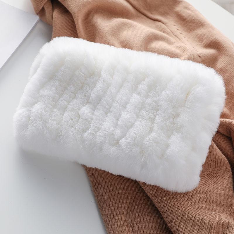 

Новый модный зимний женский шарф из натурального меха кролика рекс, хорошие эластичные вязаные повязки на голову из натурального меха, вязаные шарфы с кольцами из натурального меха для девочек Good elastic теплый белый