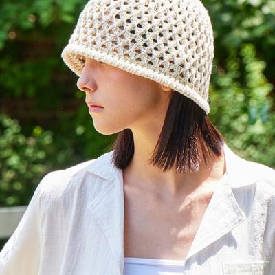 VZ Long Label Punching Knit Bucket Hat Ivory