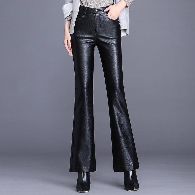 Women's Sheepskin Leather High-Waist Wide-Leg Pants - 2025 Autumn/Winter Collection