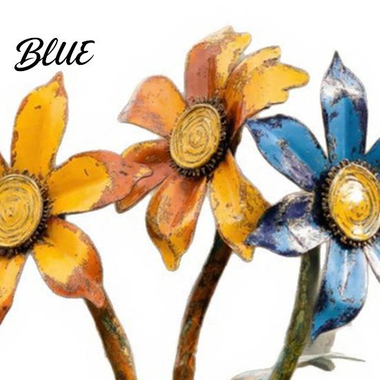 Rustic Flower Pot Art Decorative Garden Handcrafted Stake Accessory Metal Vintage Yard Outdoor Plant for Pathway Lawn Patio Planter