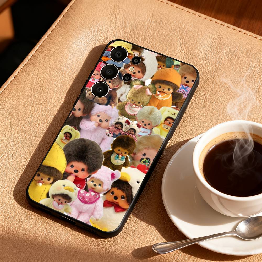 M-Monchhichi Phone Case For Samsung S25,24,23,22,30,21,10,9,Ultra,Plus,Lite,FE Black Soft Case