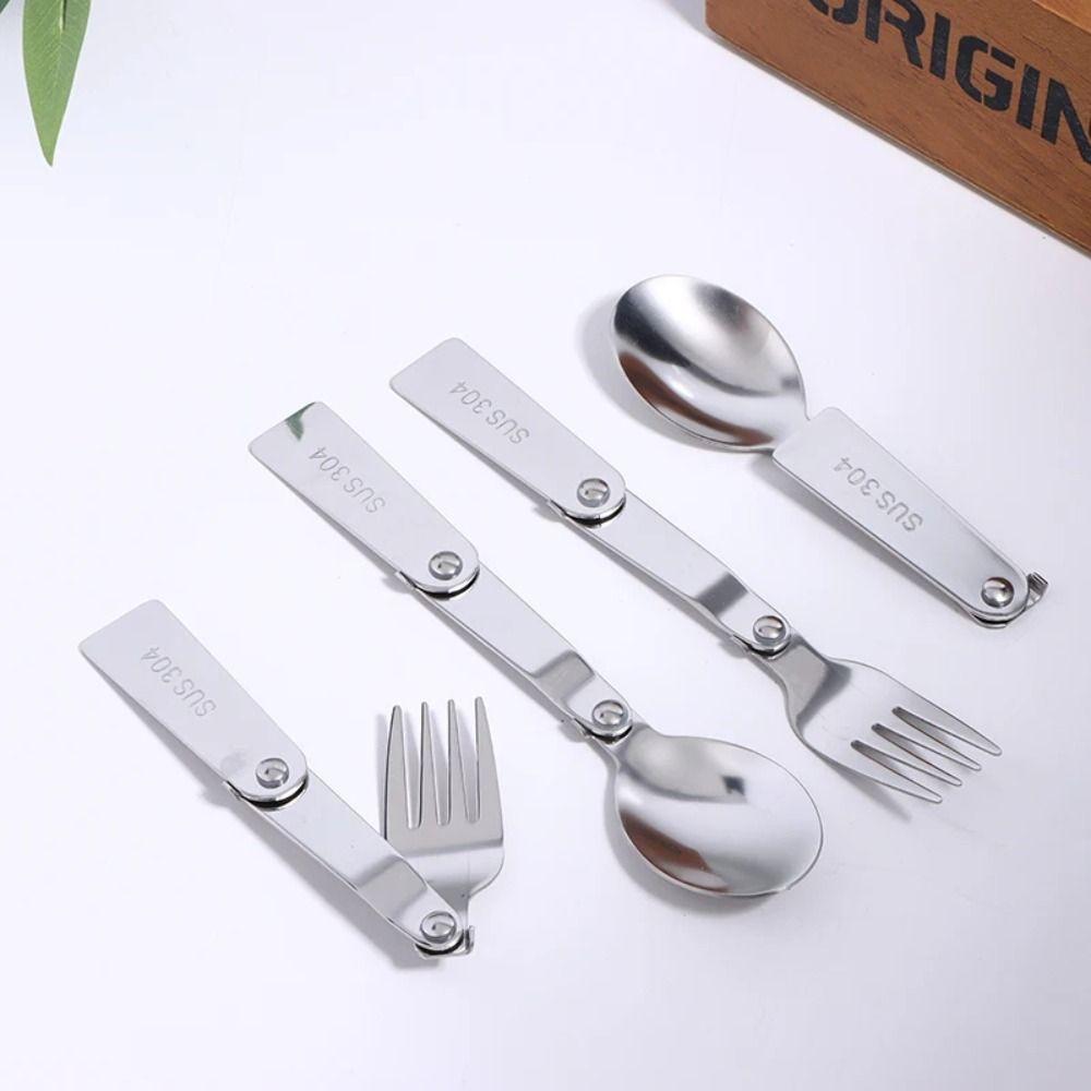 Compact Portable Cutleries Set Rust-proof Stainless Steel Spoon Fork Chopstick  Outdoor Activities