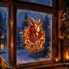 Flame Textured Sheep Pattern Chinese New Year Window Sticker, 2027 Goat Static Clings, Winter Festival Glass Decor Reusable Lunar Xmas for Home