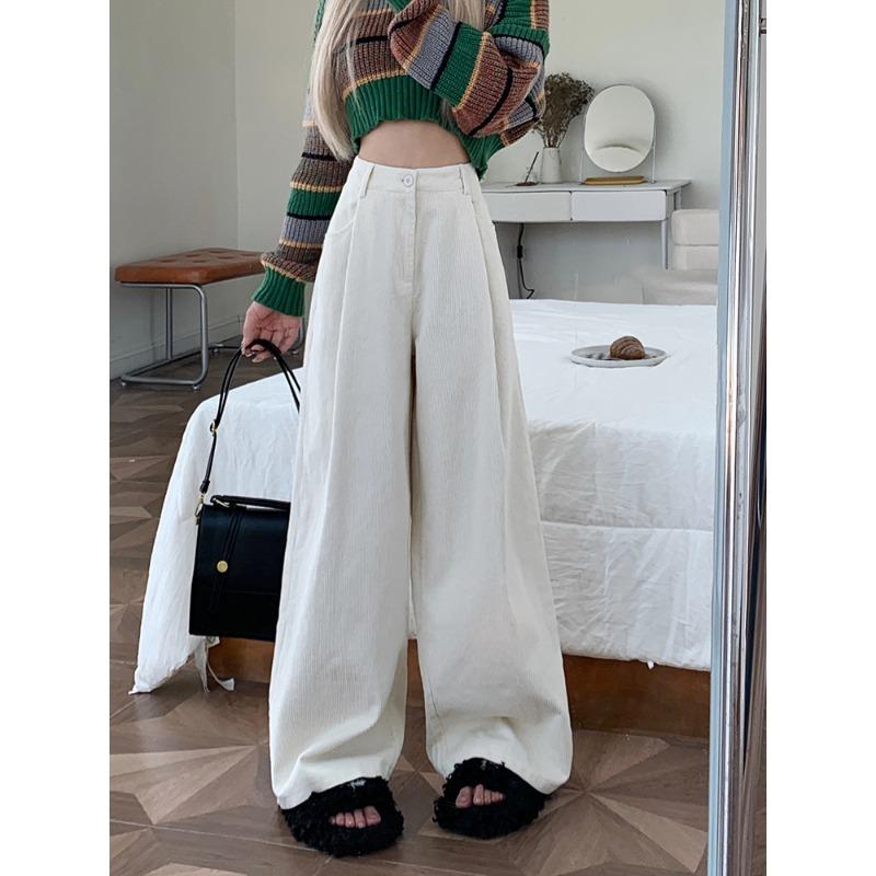 Pantaloni a zampa larga in velluto a coste da donna Autunno Inverno Nuova Moda Eleganti Taglie Forti Larghi Casual Semplici Lunghi Pantaloni Dritti Abbigliamento