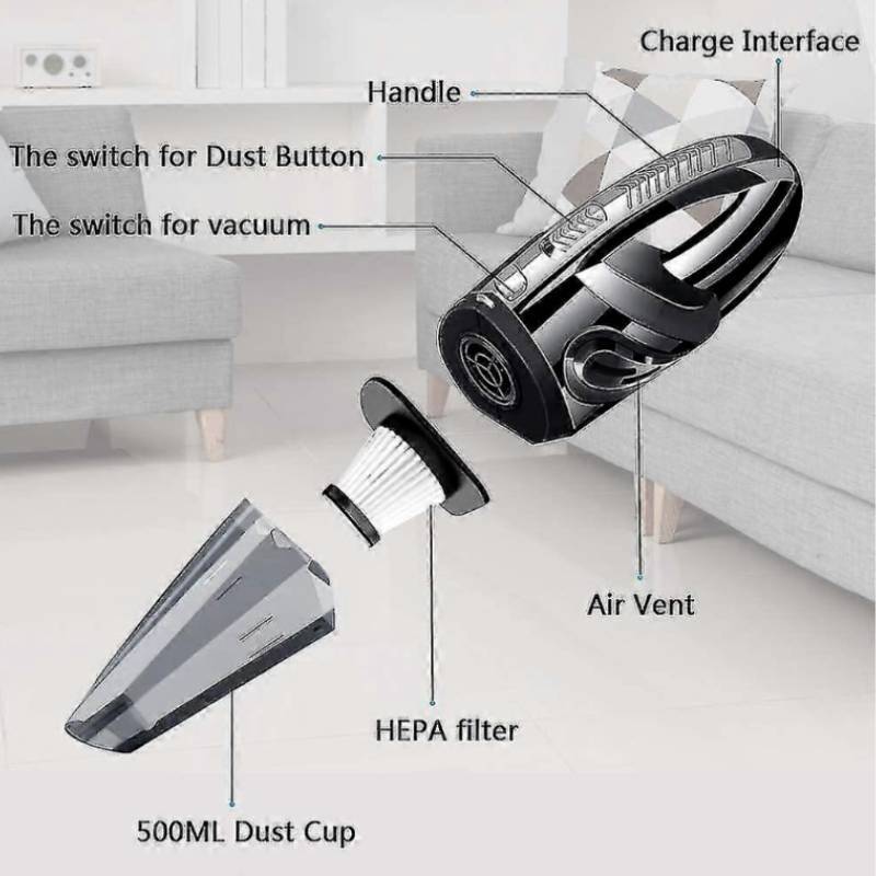 Handheld Car Vacuum Cleaner Rechargeable Wet Dry Pet Hair Remover For Home And Vehicle Cleaning