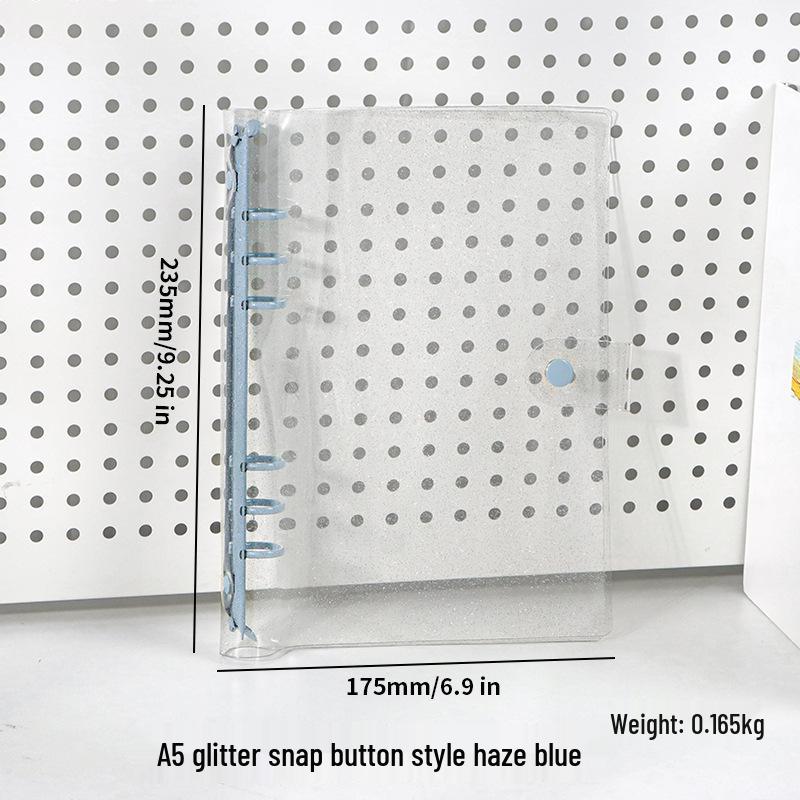 Korean Style Glittery PVC A5/A6 Notebook Binder with Soft Shell & Six-Hole Metal Clips