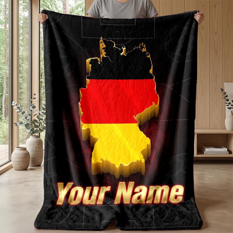 Custom Text Flannel Throw Blanket, Lightweight Cozy Bed Sofa BlanketGermany national football team