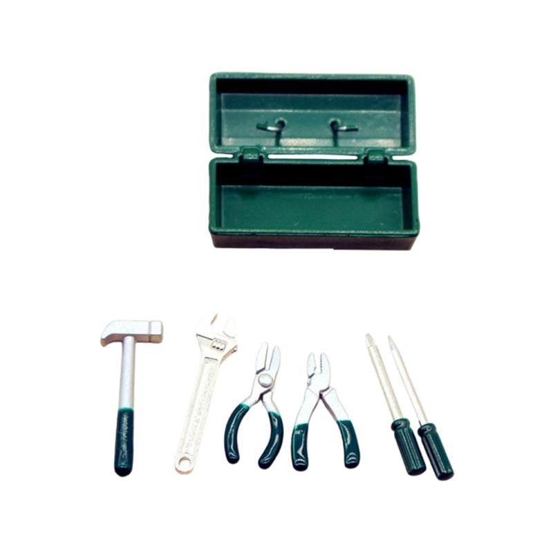 Miniature Gardening Tool Set With Toolbox For 1/12 Doll House Garden Scene Arrangement Children Pretend Play Game Props