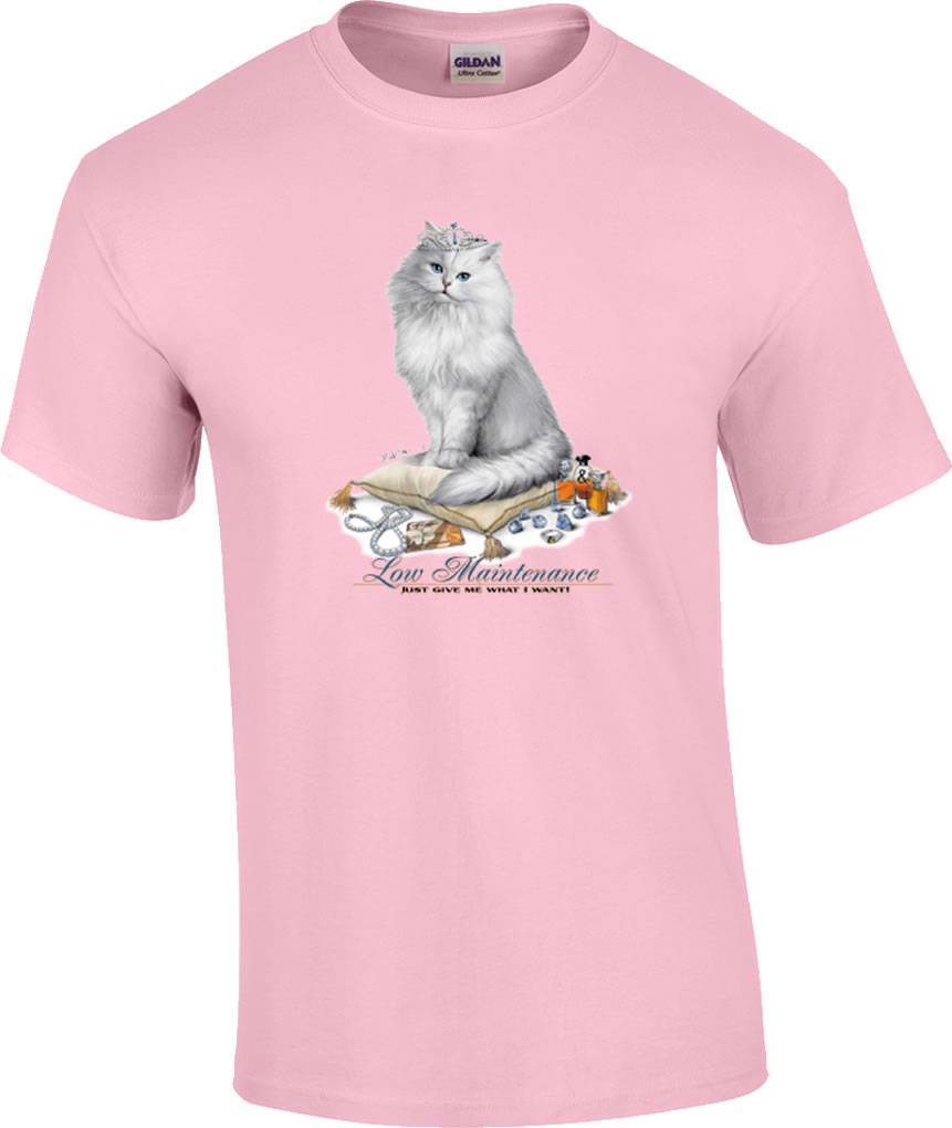 Funny Cute Low Maintenance Cat Just Give Me What I Want Kitty Kitten T-Shirt M