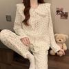Women's Cartoon Lace Peter Pan Collar Cotton Pajamas - Long Sleeve, Spring/Fall, Winter Style