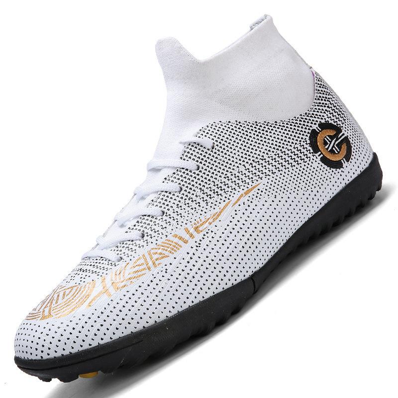 High Top Soccer Boots TF Crushed Nails Artificial Turf AG Nails Student Leather Foot Training Shoes