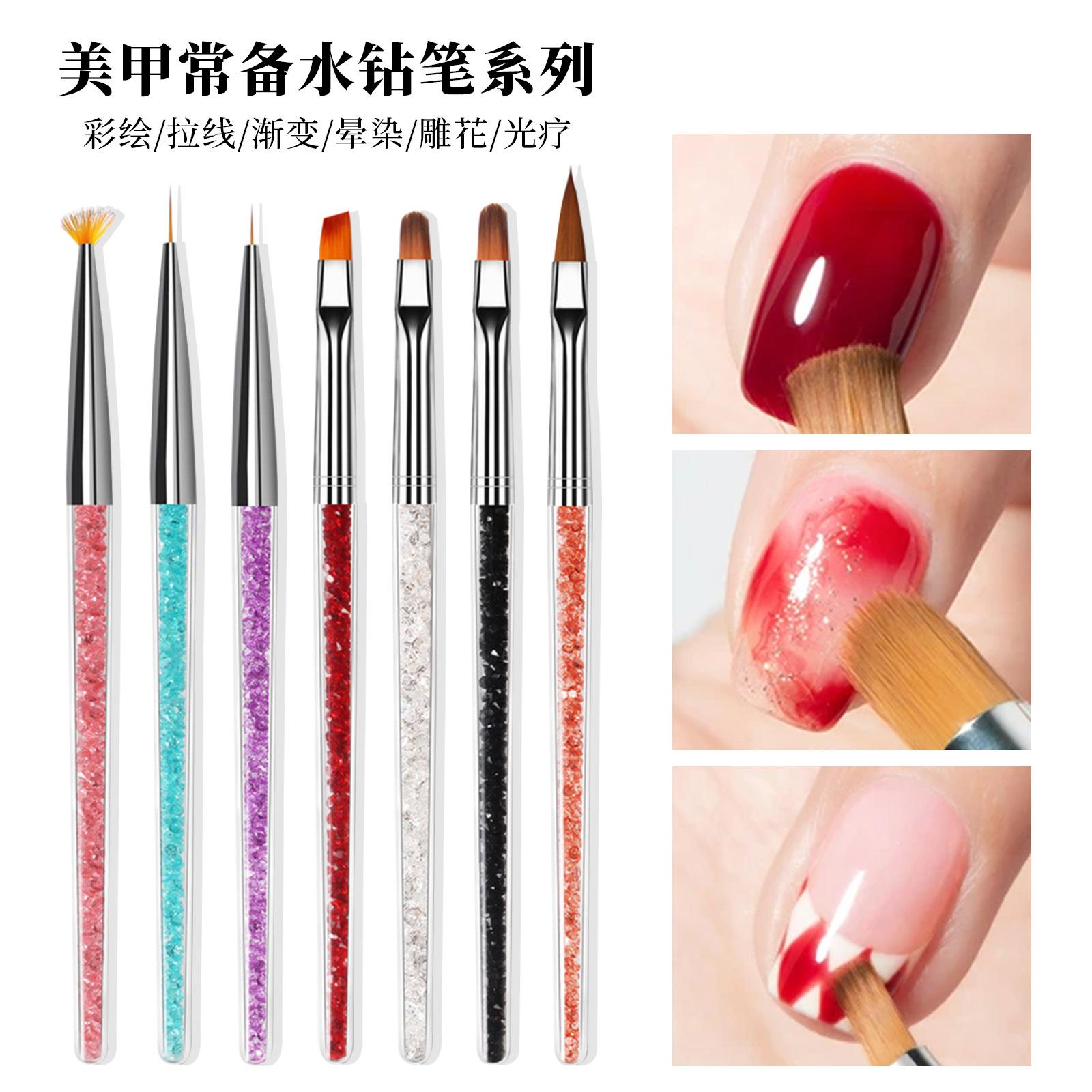 

Инструменты для дизайна ногтей, кристальный карандаш для дизайна ногтей с алмазной ручкой, карандаш для размазывания и рисования, 7 шт.