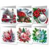 6 Stück/Set 2D Flach DIY Diamantmalerei Grußkarte Set Strass Verziert Blumenmuster Diamantmalerei Grußkarten